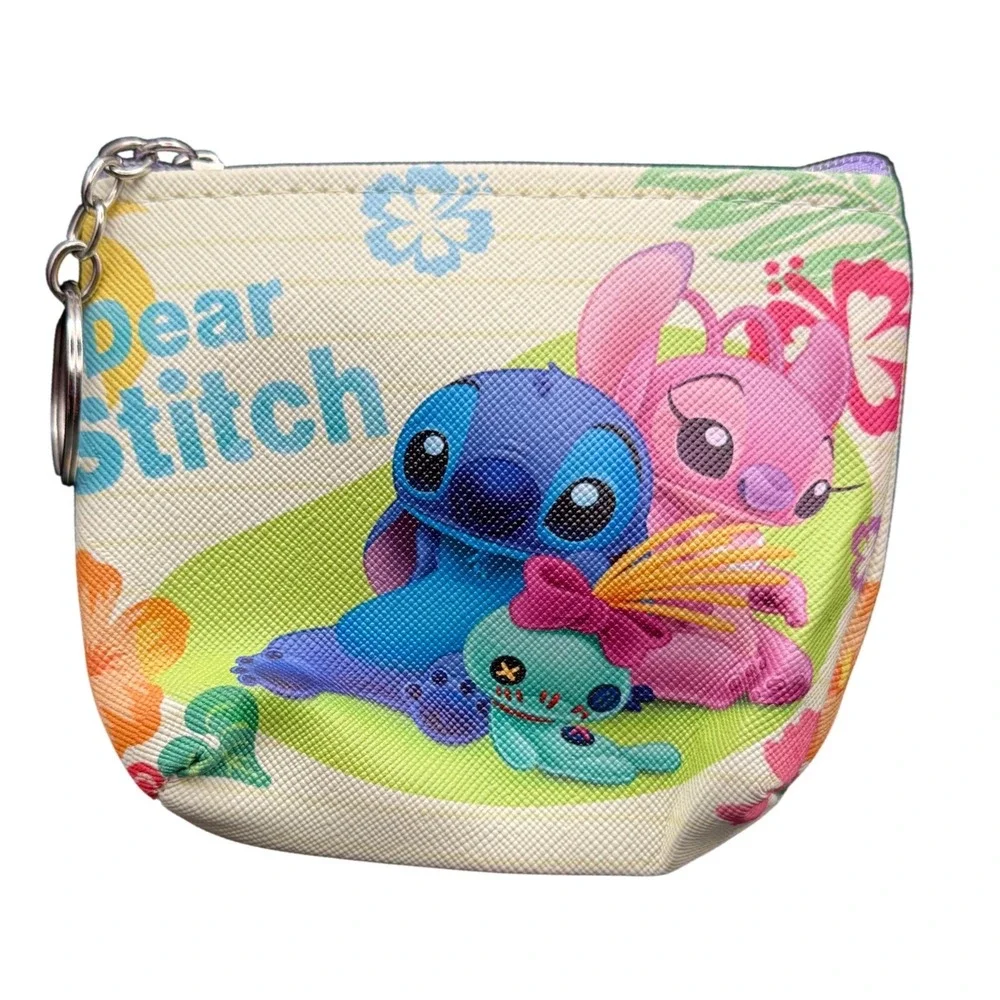 Disney Stitch and Angel Coin Purse Pouch Keychain Accessory‎